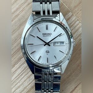Seiko SQ Vintage Men’s Watch Stainless Bracelet Case Dial Hands Date Window